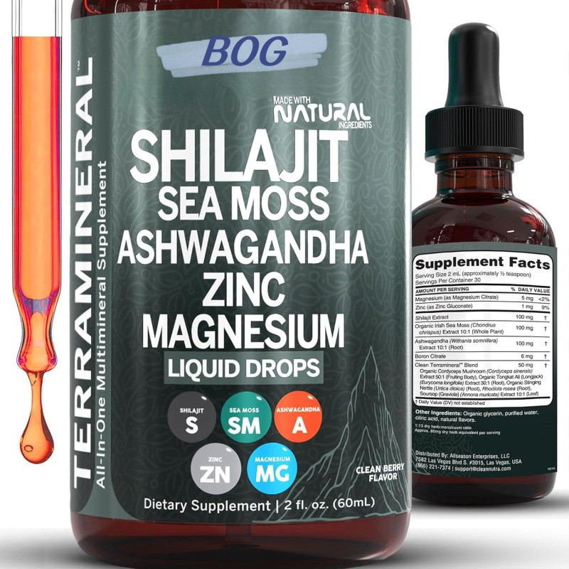 OEM Shilajit Liquid Drops with Sea Moss Zinc Magnesium Liquid Boosts Immune System Drops