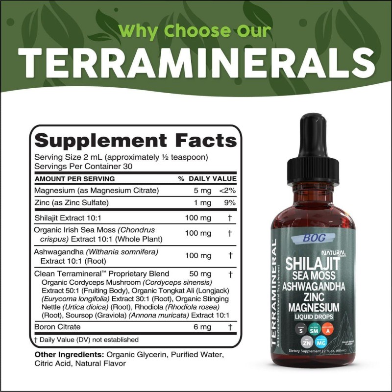 OEM Shilajit Liquid Drops with Sea Moss Zinc Magnesium Liquid Boosts Immune System Drops