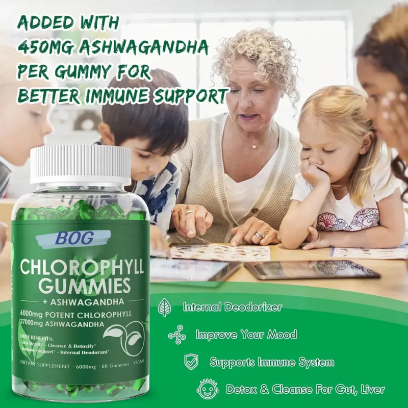 Private Label Natural Chlorophyll Gummies High Potency for Skin Health and Immune Support