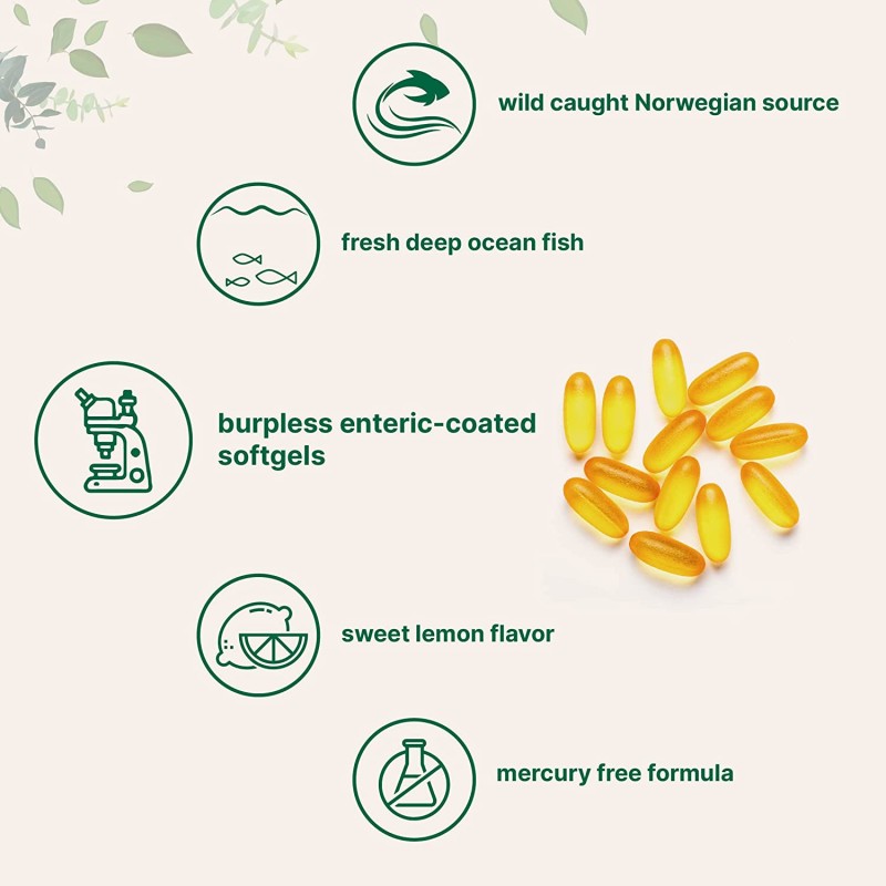 Private Label Natural Pure Omega-3 Fish Oil Softgels Supplements for Heart Brain Joints Health Support