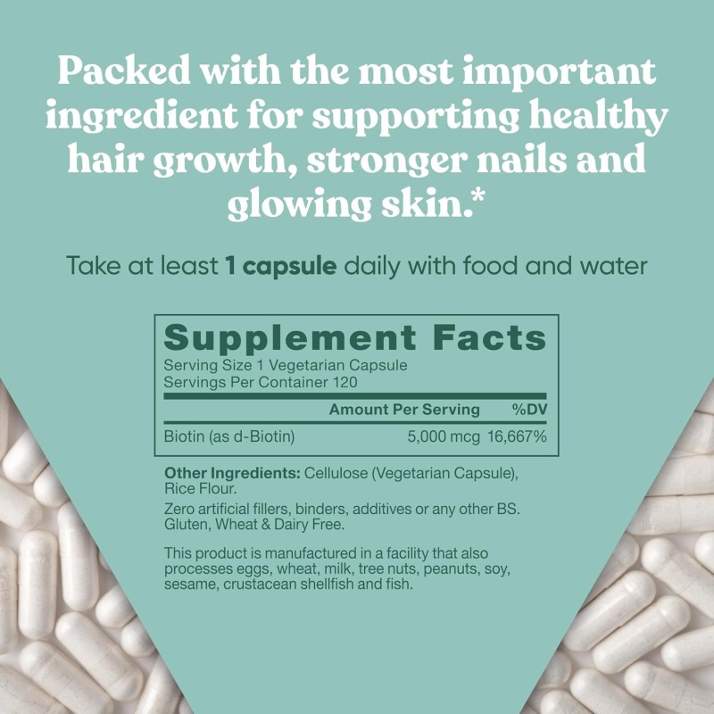Hair Skin Nails Supplement High Potency for Healthy Hair White Light Skin Vitamins Biotin Capsules