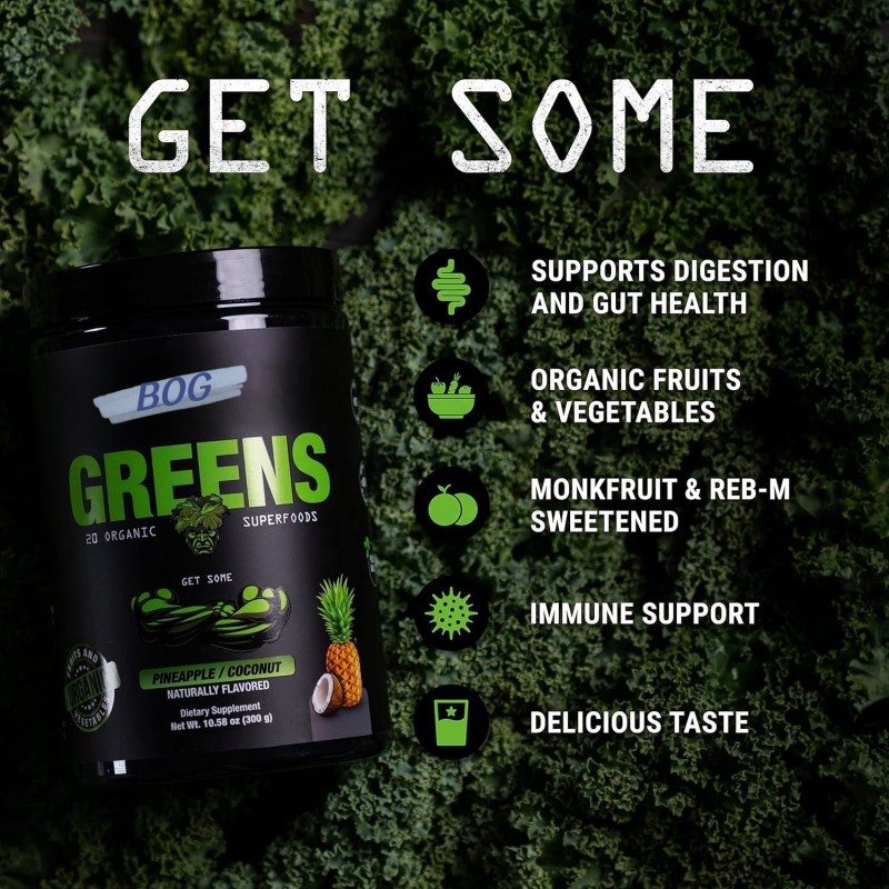 Organic Greens Super Food Coconut Powder for Healthy Green Juice Keto Friendly With Spirulina