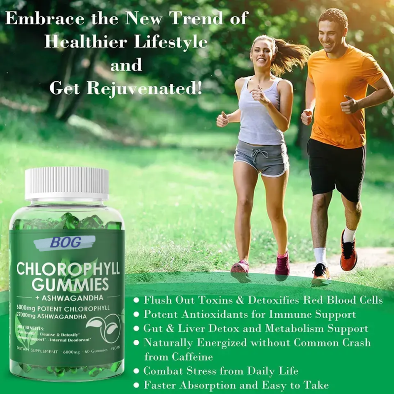 Private Label Natural Chlorophyll Gummies High Potency for Skin Health and Immune Support