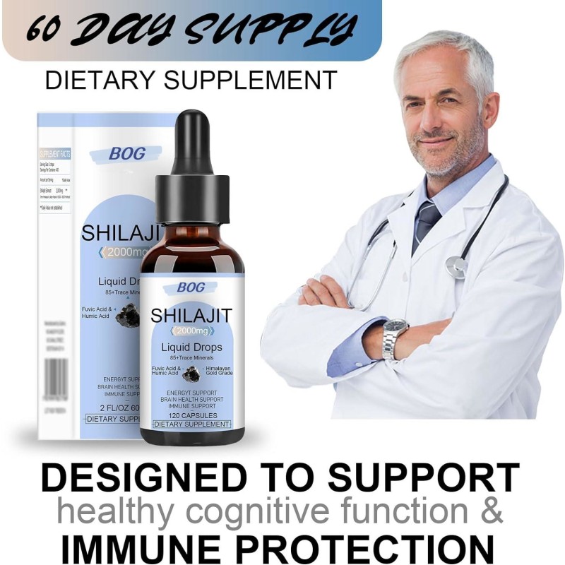 Shilajit Resin Organic Liquid Supplement Shilajit Himalayan Drops Boosts Immune System