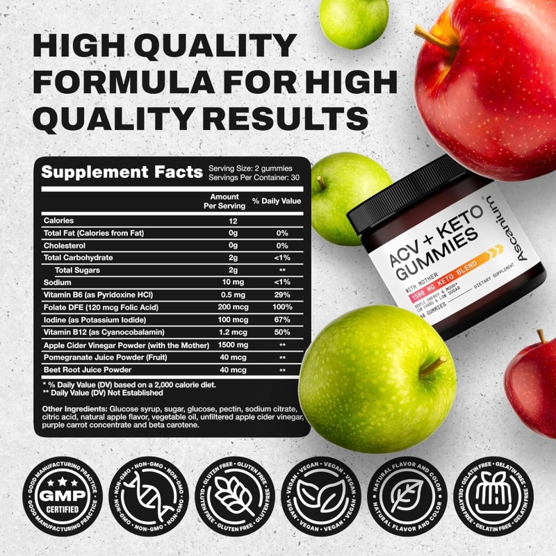 ODM/OEM ACV KETO Gummies Apple Cider Vinegar for Weight Loss & Energy Vegan Supplement Gummies
