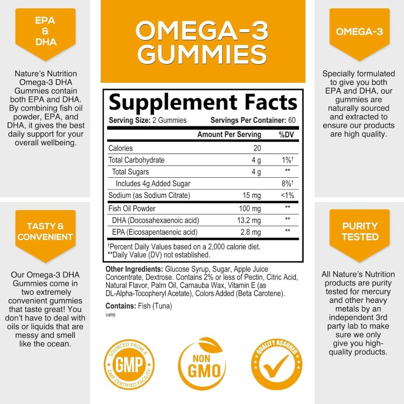 Private Label Omega 3 Fish Oil DHA & EPA Gummies Supplement for Heart Brain & Joint Support