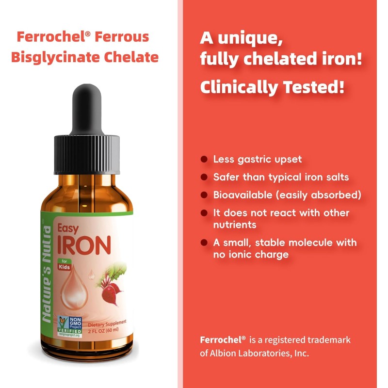 Iron Vitamin Drops Organic Liquid Iron Drops for Adults With MCT Oil Free Blood Builder