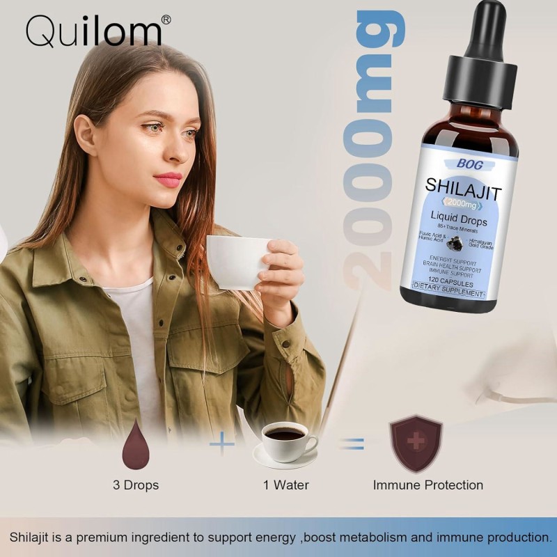 Hot Sale Shilajit Resin Organic Liquid Supplement Natural Shilajit Liquid Drop Contain 85 Trace Mineral