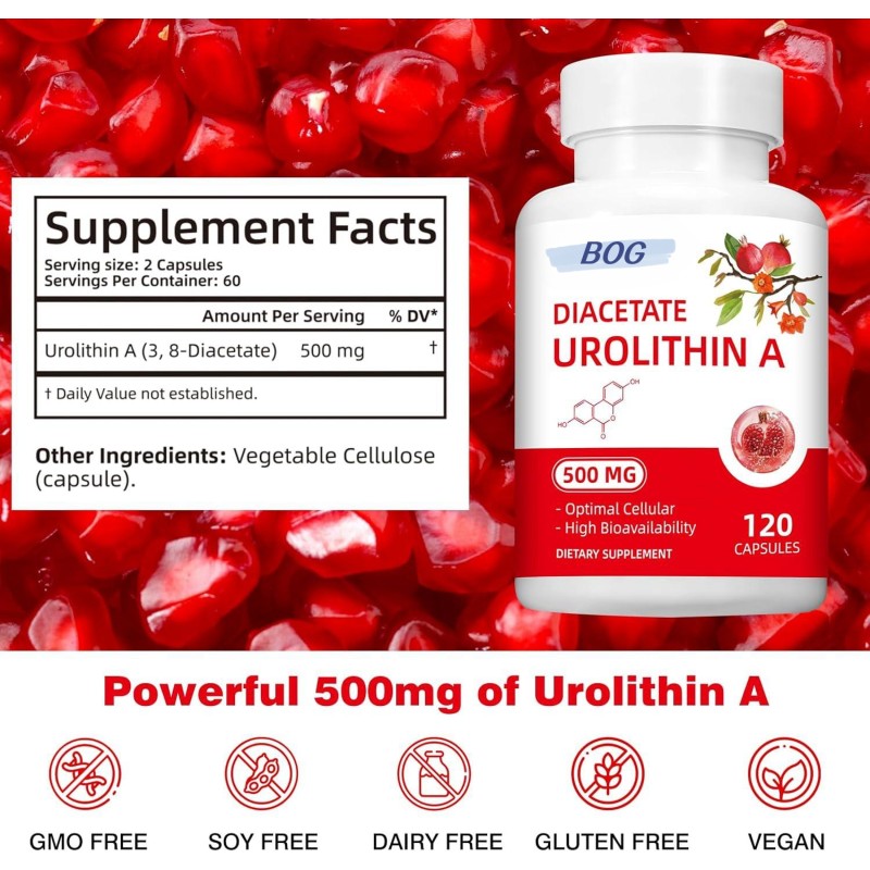 Vegan Capsules Urolithin a Capsules Mitochondrial Supplements for Boost Antioxidant Longevity Cell Repair Muscle