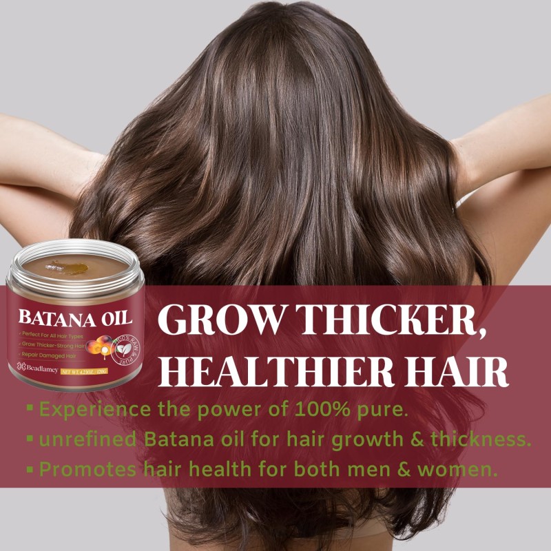 Raw Batana Oil for Hair Growth, Repairs Damaged Hair & Skin, Reduces Hair Loss