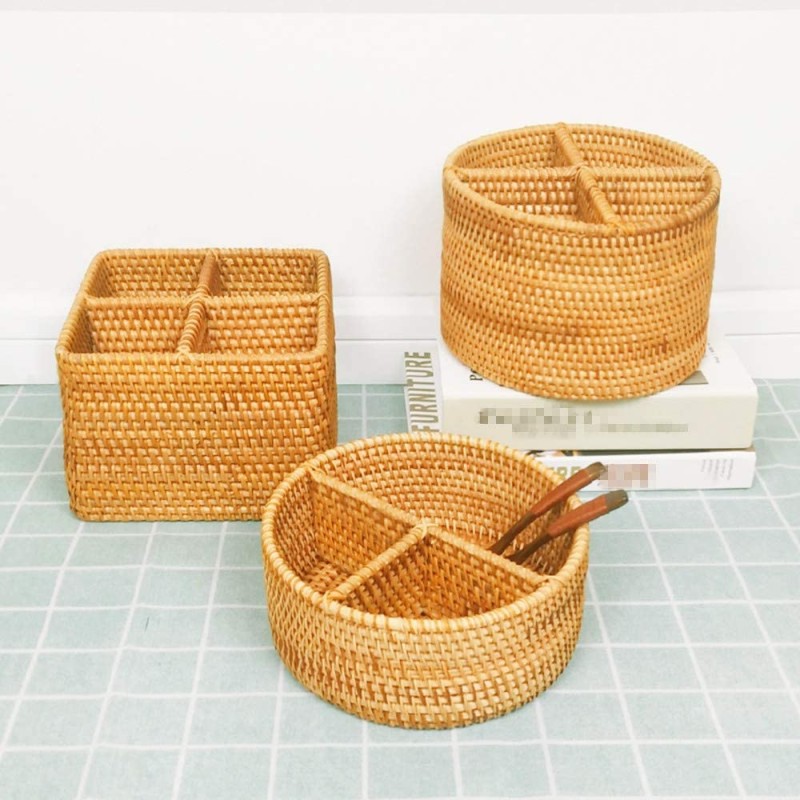 Storage Box Manufacturer - Handweaved Rattan 4 Compartments
