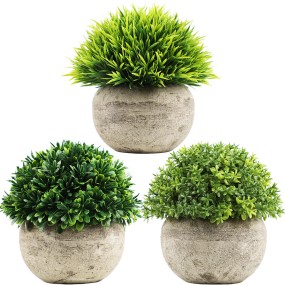 Artificial Plant Supplier - Green Round Vase Potted Set