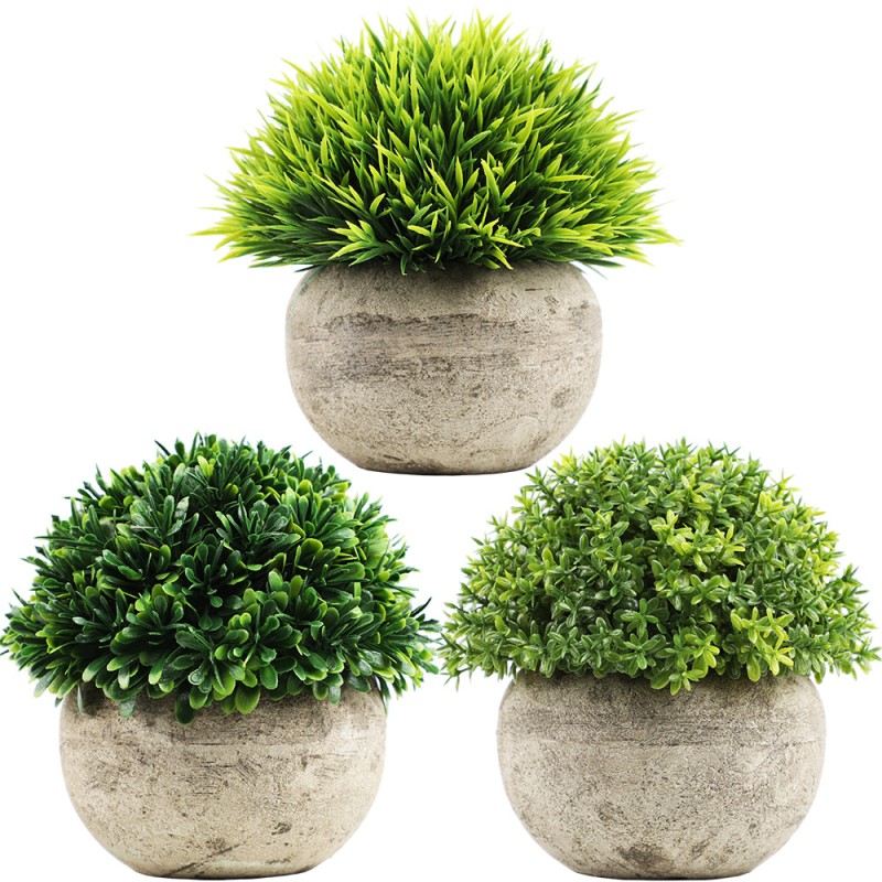 Artificial Plant Supplier - Green Round Vase Potted Set