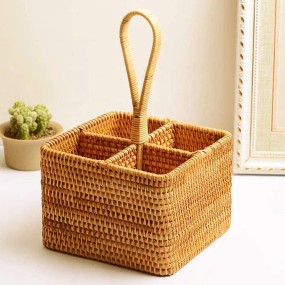 Storage Box Manufacturer - Handweaved Rattan 4 Compartments
