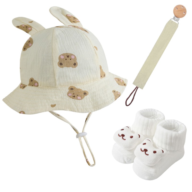 Baby Bib Set Manufacturer - Flower Hat Pacifier Clip