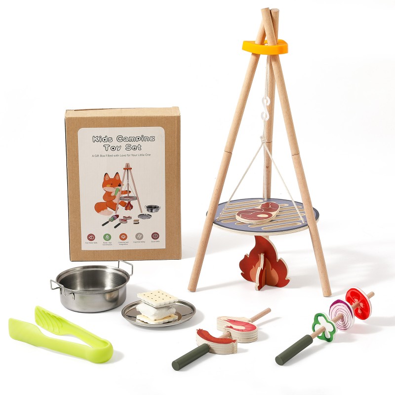 BBQ Toy Factory - Wooden Grill Play Set Food