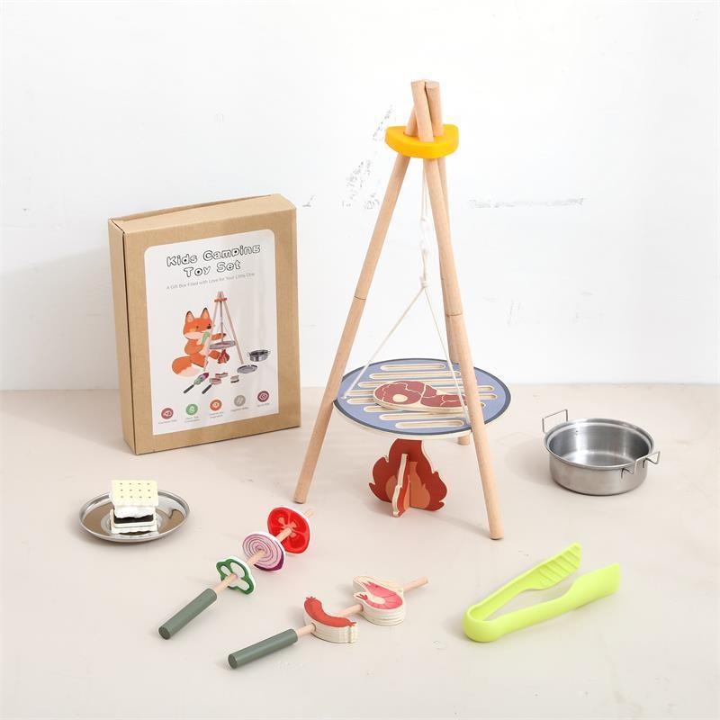 BBQ Toy Factory - Wooden Grill Play Set Food