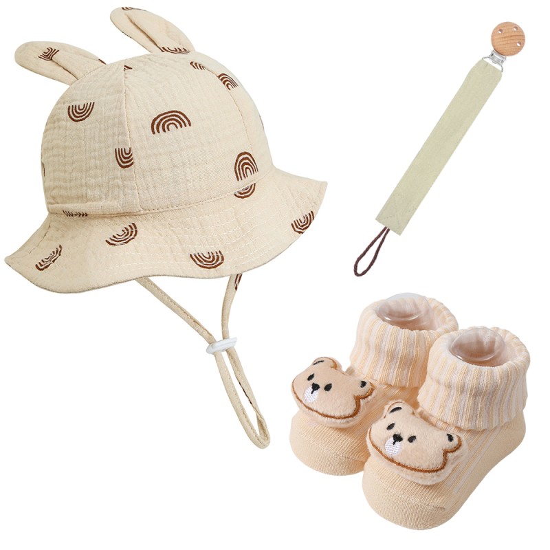 Baby Bib Set Manufacturer - Flower Hat Pacifier Clip