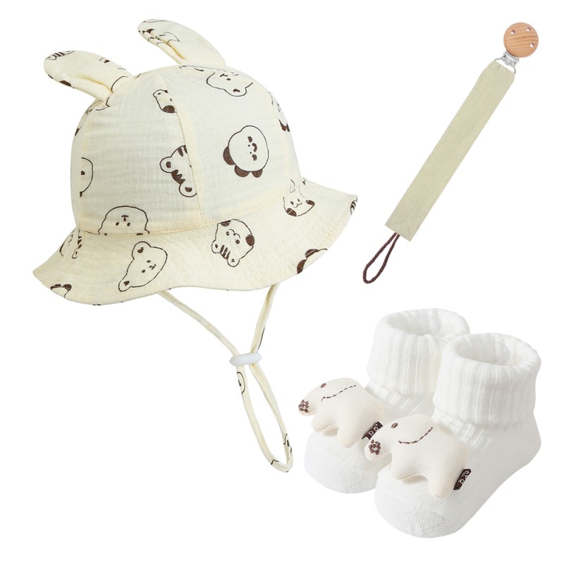 Baby Bib Set Manufacturer - Flower Hat Pacifier Clip