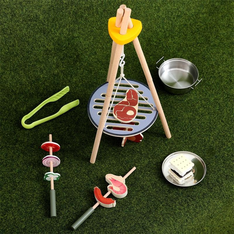 BBQ Toy Factory - Wooden Grill Play Set Food