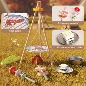 BBQ Toy Factory - Wooden Grill Play Set Food