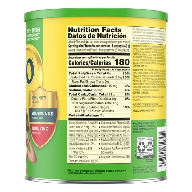 Dry Milk Manufacturer - Nido Fortificada 56.3oz Canister