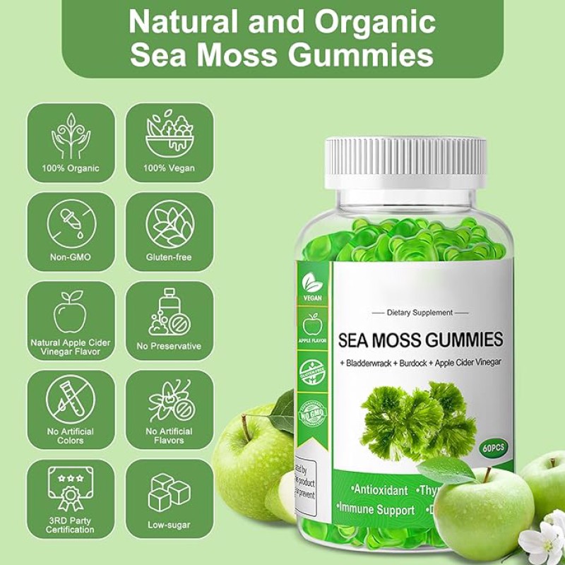 Private Label Healthcare Supplements Sugar Free Vegan Organic Sea Moss Gummies Seamoss Gummies
