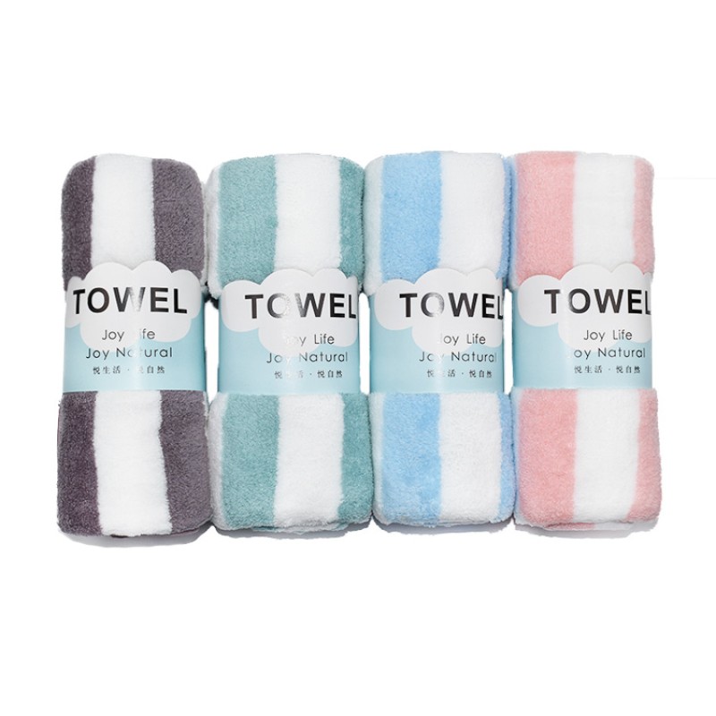 Face Towel Factory - OEM Custom Coral Fleece Striped Towel