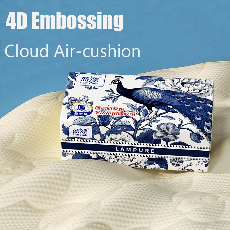 Bamboo Facial Tissue Manufacturer - 4ply Natural Color 4D Embossing