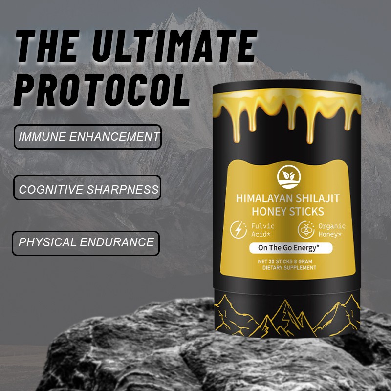 Private Label OEM ODM Pure Organic Shilajit Resin Sticks 30 Sticks Himalayan Shilajit Honey Sticks with Organic Honey for Men