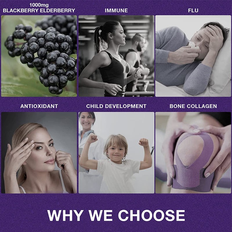 OEM Private Label Elderberry Gummies Zinc Vitamin Supplement Improved Immune Health Elderberry Extract Gummy Candy