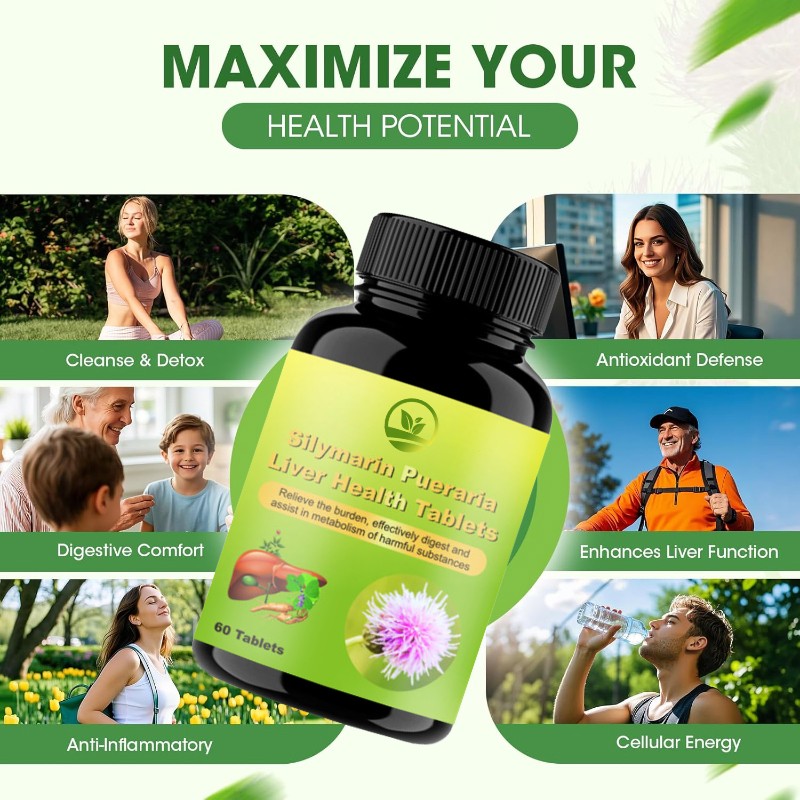 OEM Silymarin Pueraria Liver Health Tablets Pills for Digestive System Health Metabolism Support Dietary Tablets for Adult
