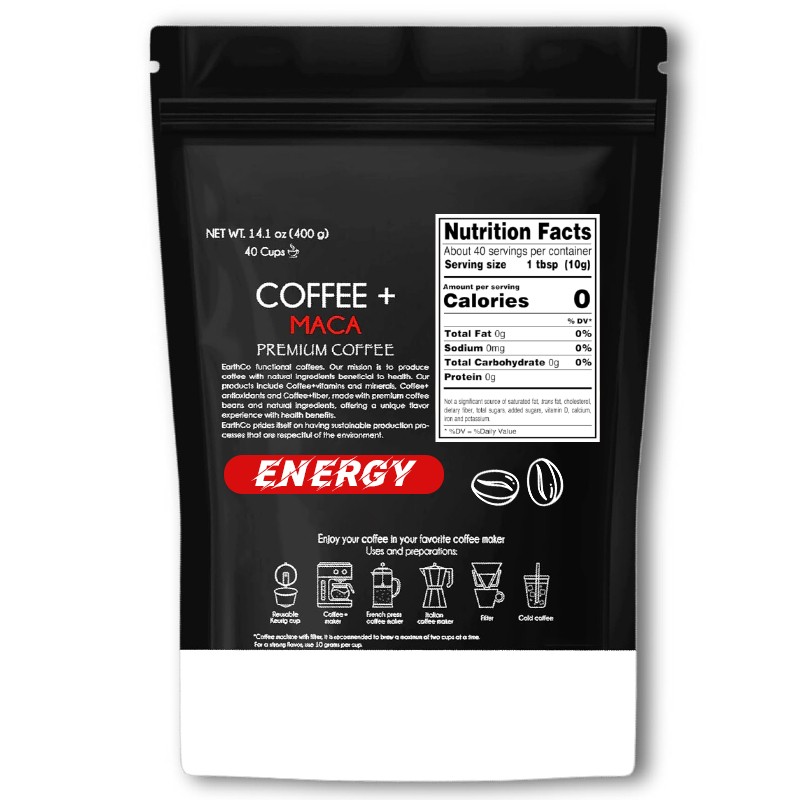 OEM Maca Energy Coffee 400g Powder Support for Energy Support and Cognition Wellness for Men Herbal Supplements