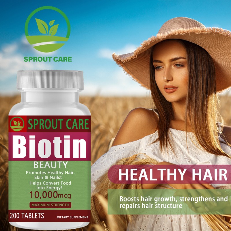 OEM Private Label Biotin Tablets Vitamin Hair Growth Tablet Natural Thicker and Stronger Hair Dietary Fiber Herbal Supplement