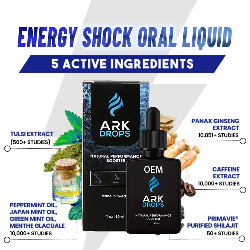 OEM/ODM/OBM Best Selling Daily Sports Supplement Workout Oral Liquid Natural Performance Booster Energy Ark Drops for Adults