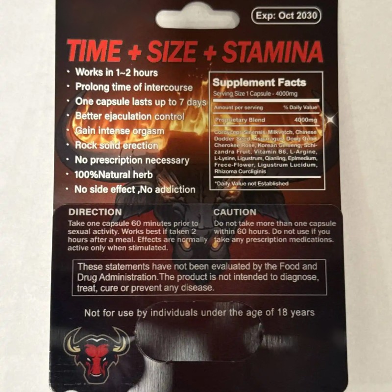 Factory Wholesale Supplement Ranging Bull Capsules Strong Man Pills Capsules Man Ability Hardness Durability Length Bull Powder