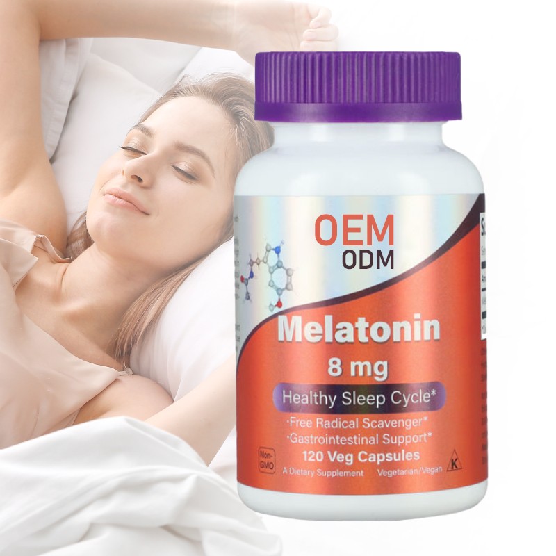 OEM Melatonin 8mg Veg Capsules  Get Restful Sleep with Melatonin Vegetarian Capsules Dietary Supplement: Enhance Sleep