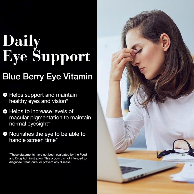 OEM Vegan Blueberry Eye Health Chewable Tablets with Vitamin Zinc to Protect Eye Vision Screen Time Eye Support Supplement