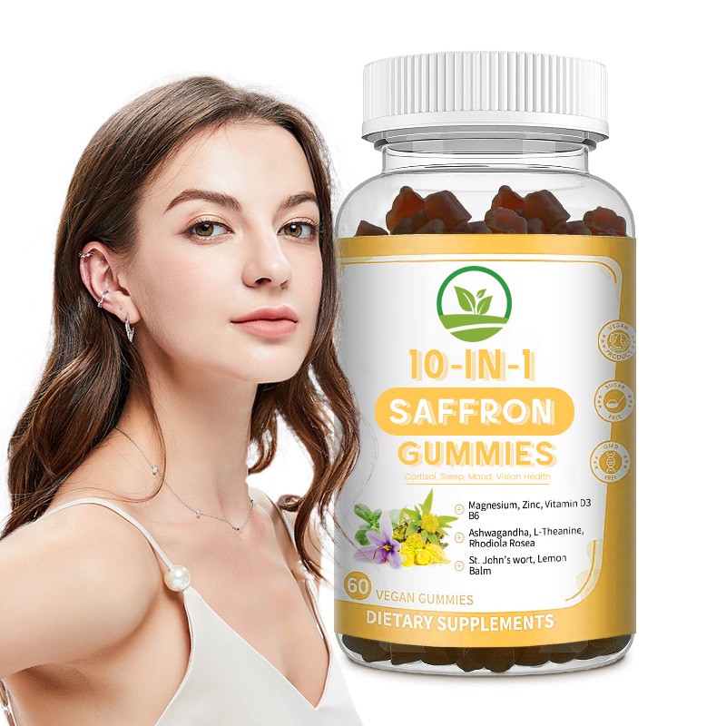 OEM Vegan Saffron Skincare Gummies Extract Private Label Supplements Organic Magnesium Glycinate Saffron Gummies
