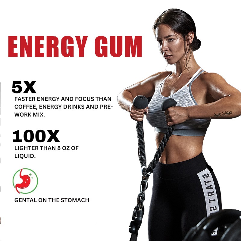 OEM Sugar - Free Energy Gum with Caffeine Vitamins L-Theanine for Energy Focus Mint Chewing Gum Pills Vegan Supplement