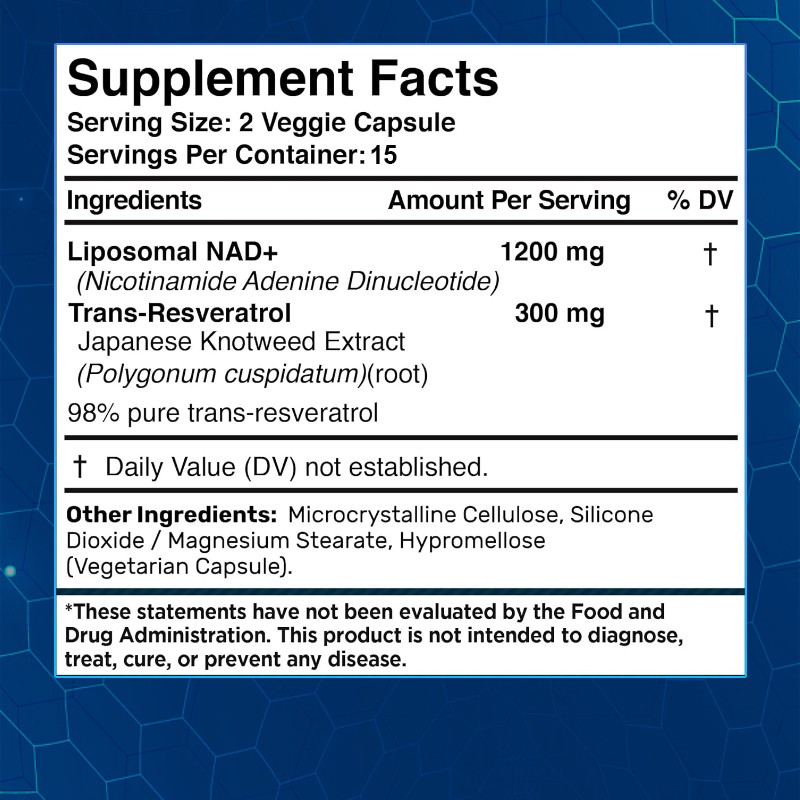 High Potency NAD+ 1200mg Supports Cellular Health & Anti-Fatigue & Mitochondrial
