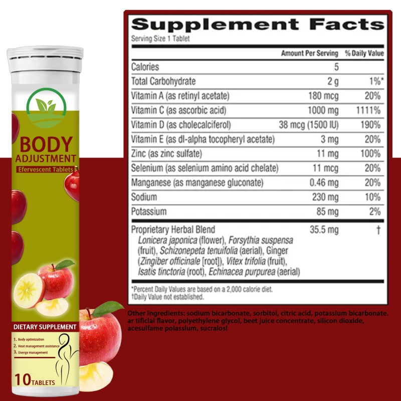 Wholesale Slimming Detox Tablets | OEM Vitamin C Effervescent for Calorie Burn | Metabolism Booster | Apple Flavor