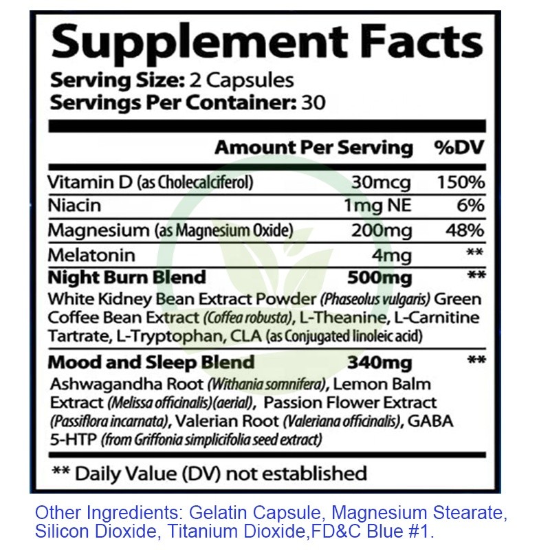 OEM Night Time Fat Burner Capsules for Weight Management, Fat Burning Products Belly Fat Loss for Adult Herbal Supplement