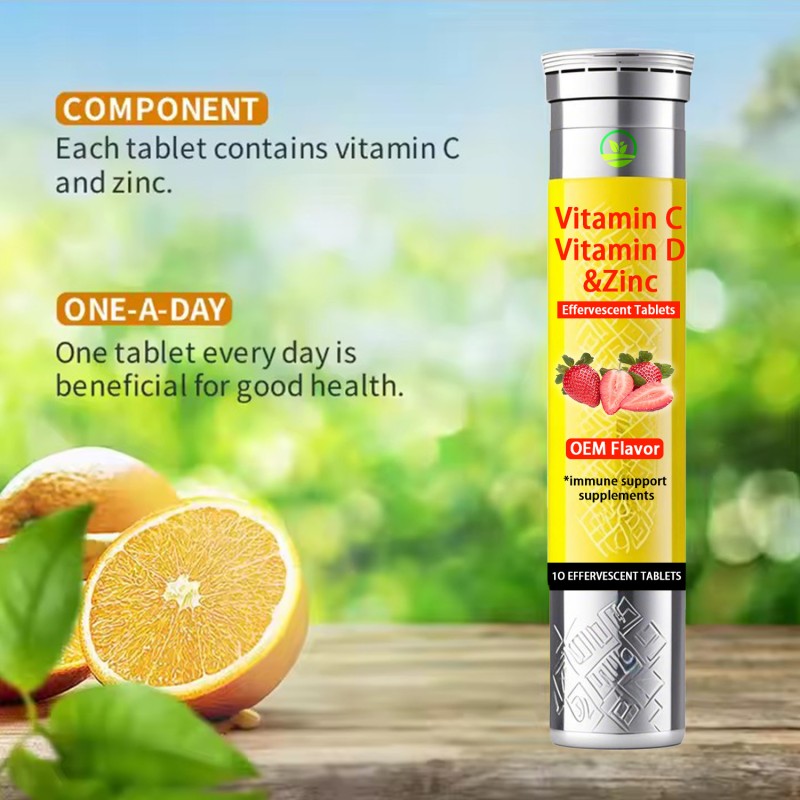 Wholesaler Supplier Immune System Support Supplements Effervescent Tablets with Vitamin C & D & Zinc OEM Flavor