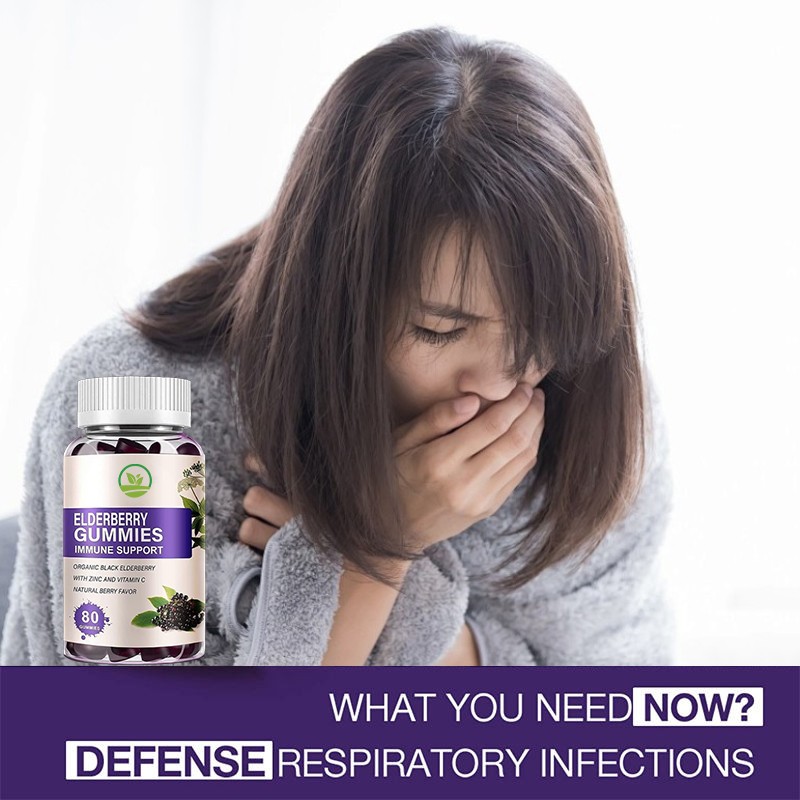OEM Private Label Elderberry Gummies Zinc Vitamin Supplement Improved Immune Health Elderberry Extract Gummy Candy