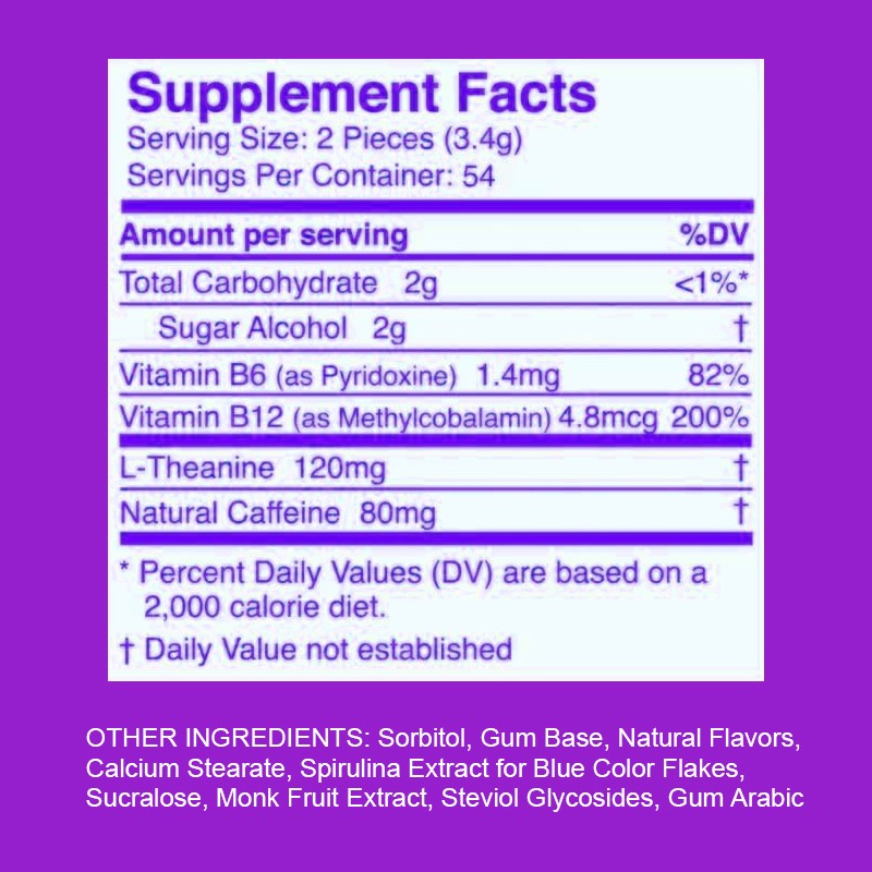 OEM Mint Candy Gum Vegan Dietary Supplement Energy Focus Mint Chewing Gum Pills Natural Herbal Extract Caffeine L - Theanine