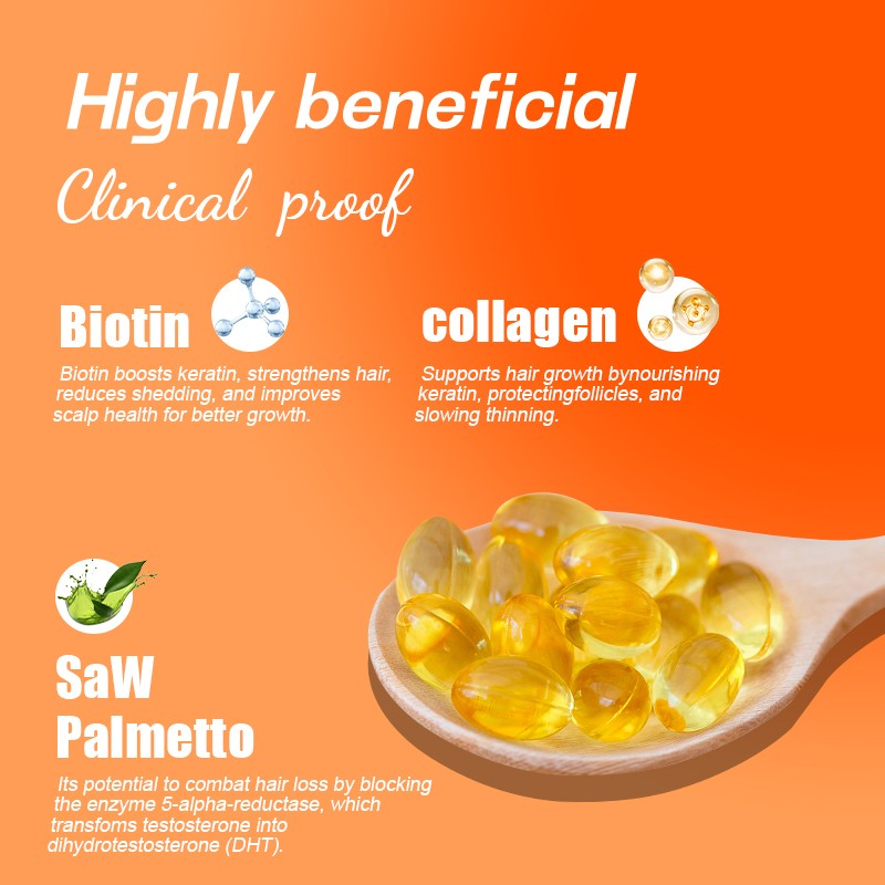 OEM Wholesale Biotin Softgels Capsules Keratin Collagen Vitamin for Thicker Hair Dietary Fiber Product Hair Growth Supplements