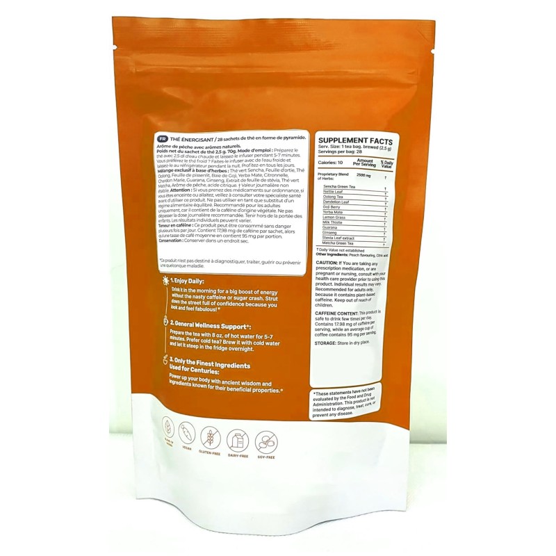 OEM Body Shape Boost Energy Detox Energizing Tea Bags Private Label Organic Herbal Tea Fit Tea Packaging Bag Dietary Fiber