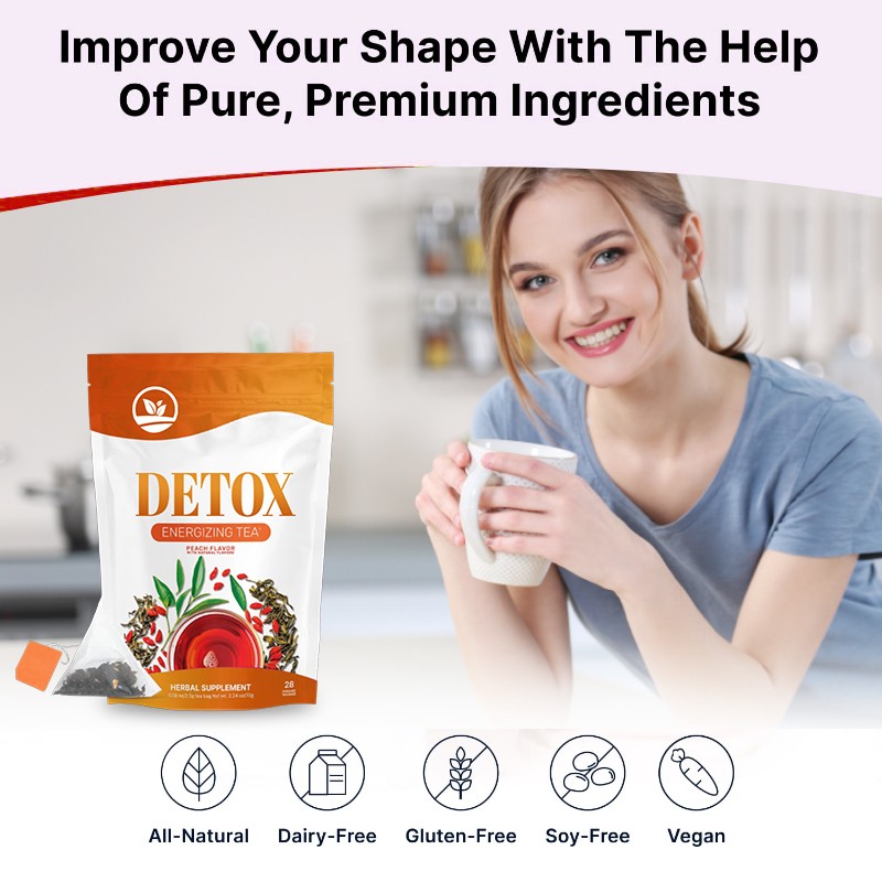 OEM Body Shape Boost Energy Detox Energizing Tea Bags Private Label Organic Herbal Tea Fit Tea Packaging Bag Dietary Fiber