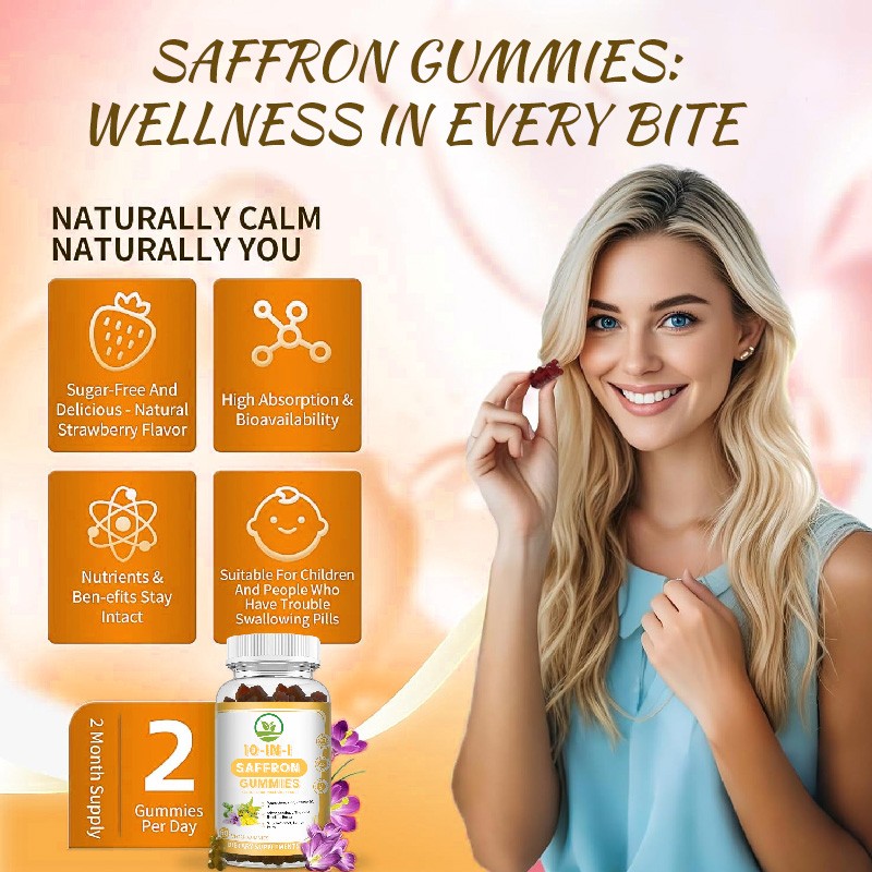 OEM Vegan Saffron Skincare Gummies Extract Private Label Supplements Organic Magnesium Glycinate Saffron Gummies